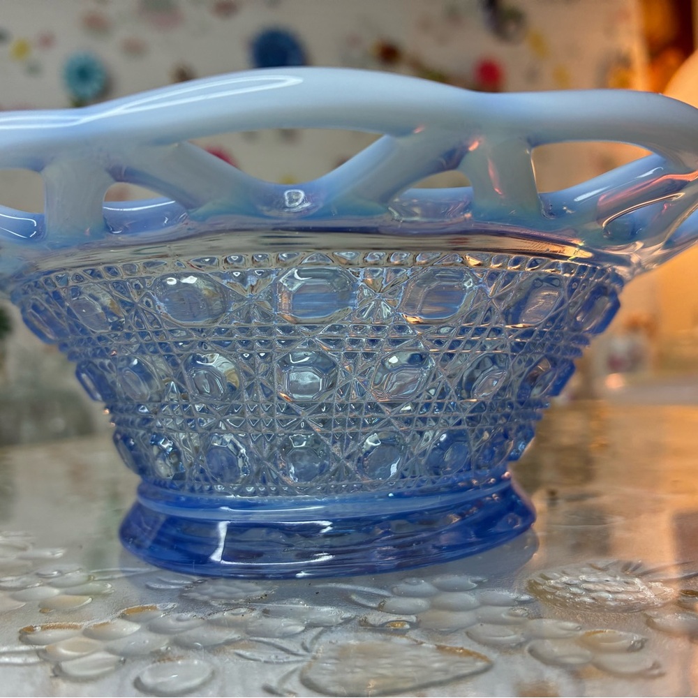 Imperial glass Katy blue opalescent bowl